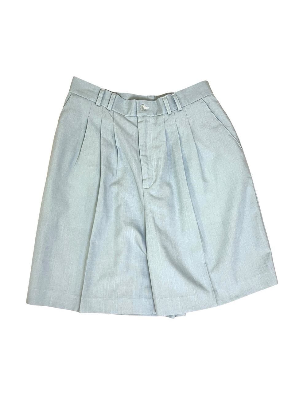 Vintage EHL Shorts Womens Size 14 High Waisted Pleated Blue Poly Rayon 8" Inseam